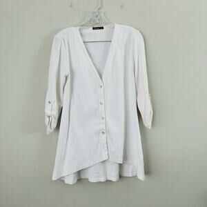 Barbara Lesser White Button Up Long Sleeve Shirt Women’s Size XS